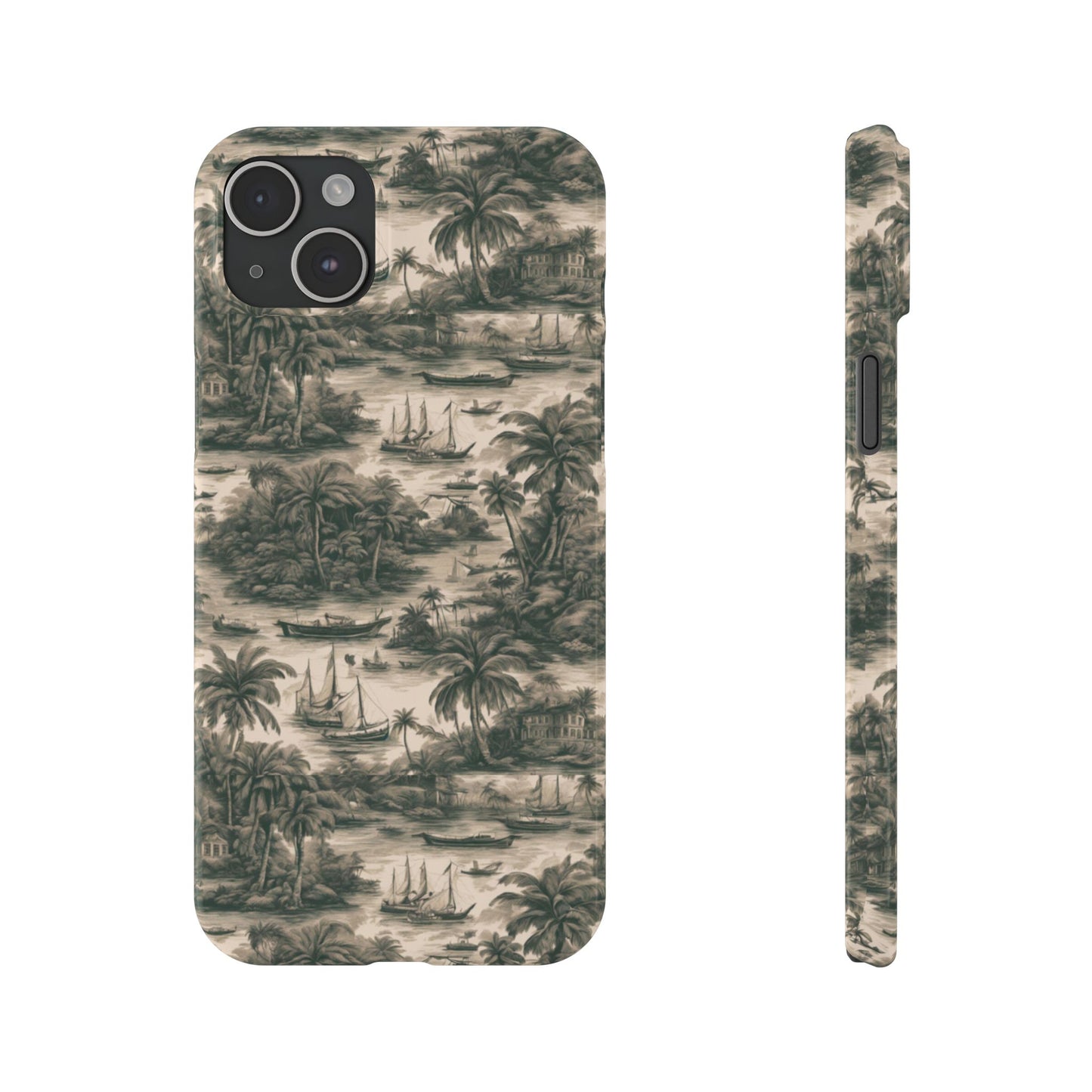 Slim Phone Cases - Tropical Toile #1, black