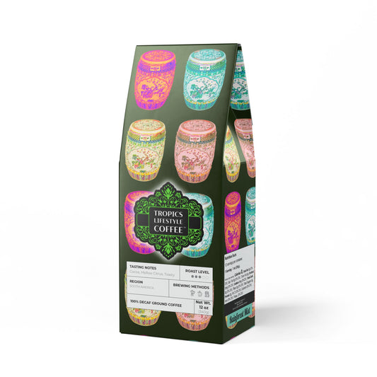 Rainforest Mist™ Single Origin DECAF (Medium Roast) Specialty Grade Coffee / Tropical Garden Stools