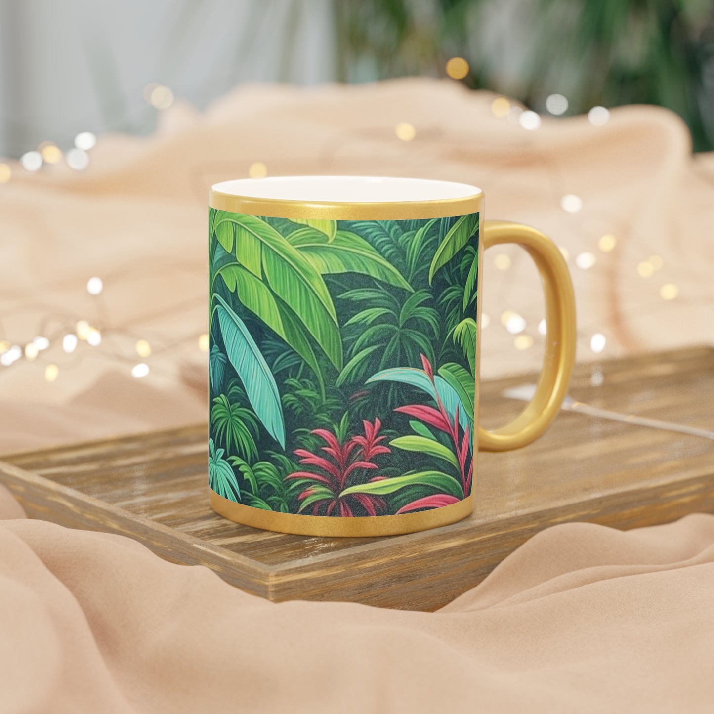 Tropical Metallic Mug, Gold or Silver - Rainforest Sleeping Spot