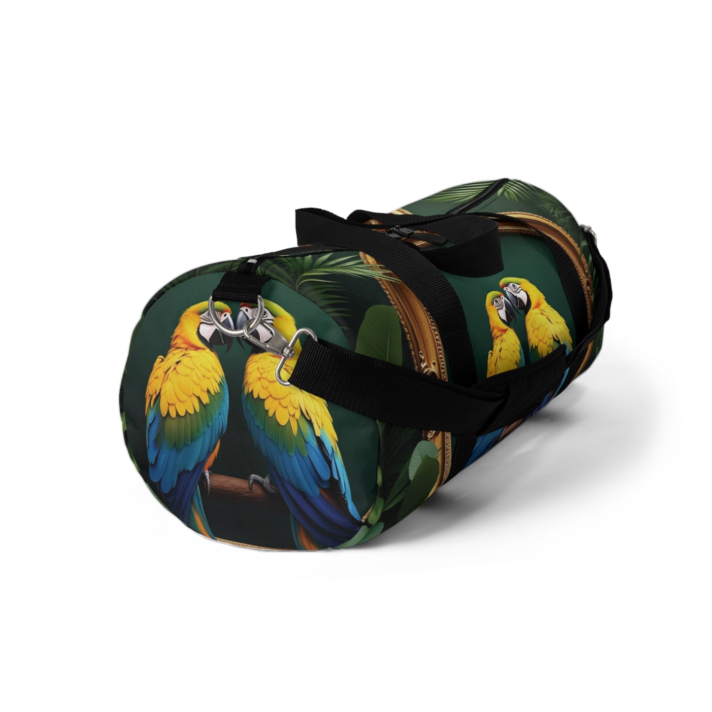 Tropical Rainforest Duffel Bag - Perfect for Travel and Gym / Framed Parrot Pair
