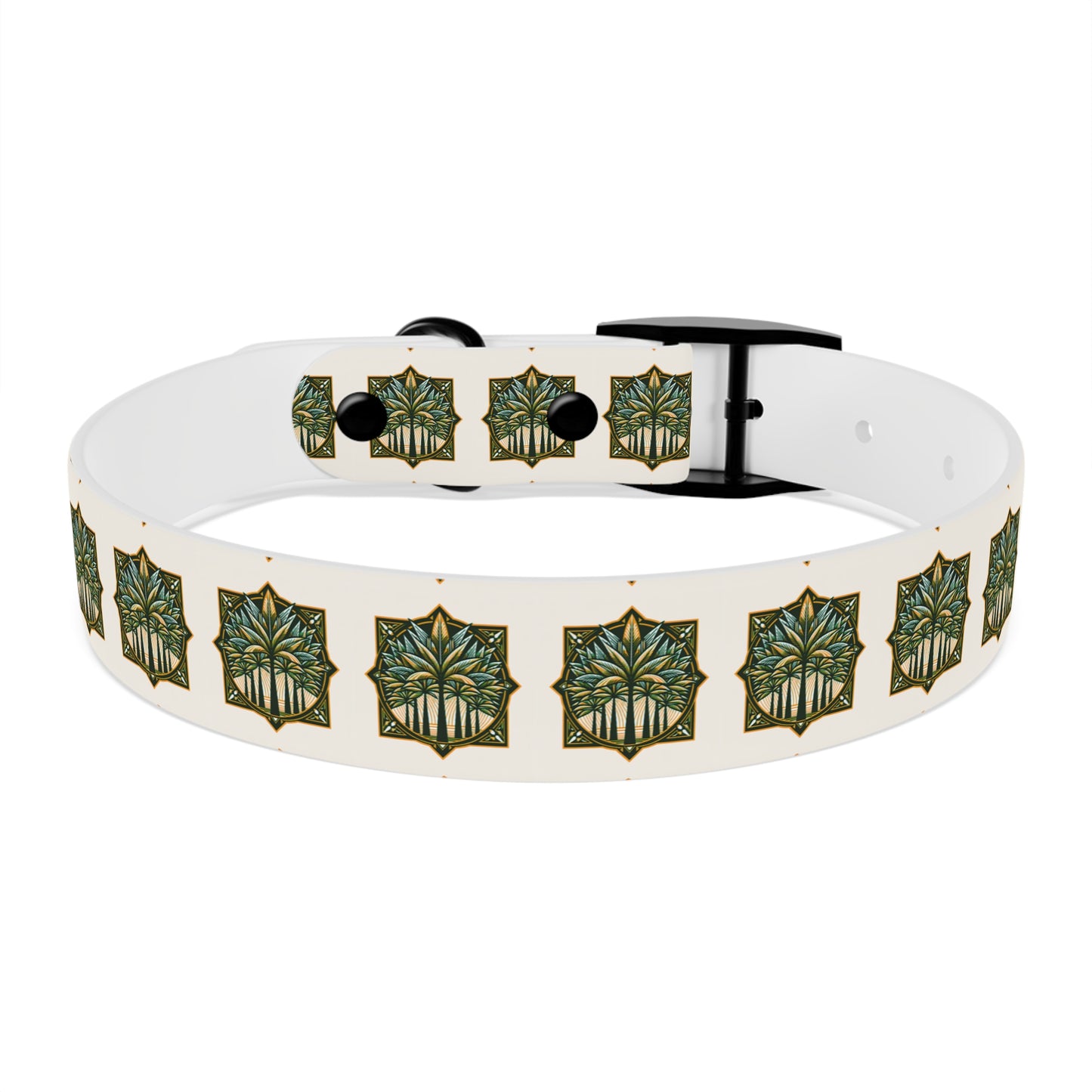 Dog Collar - Deco Palm Trees, Green/Brown