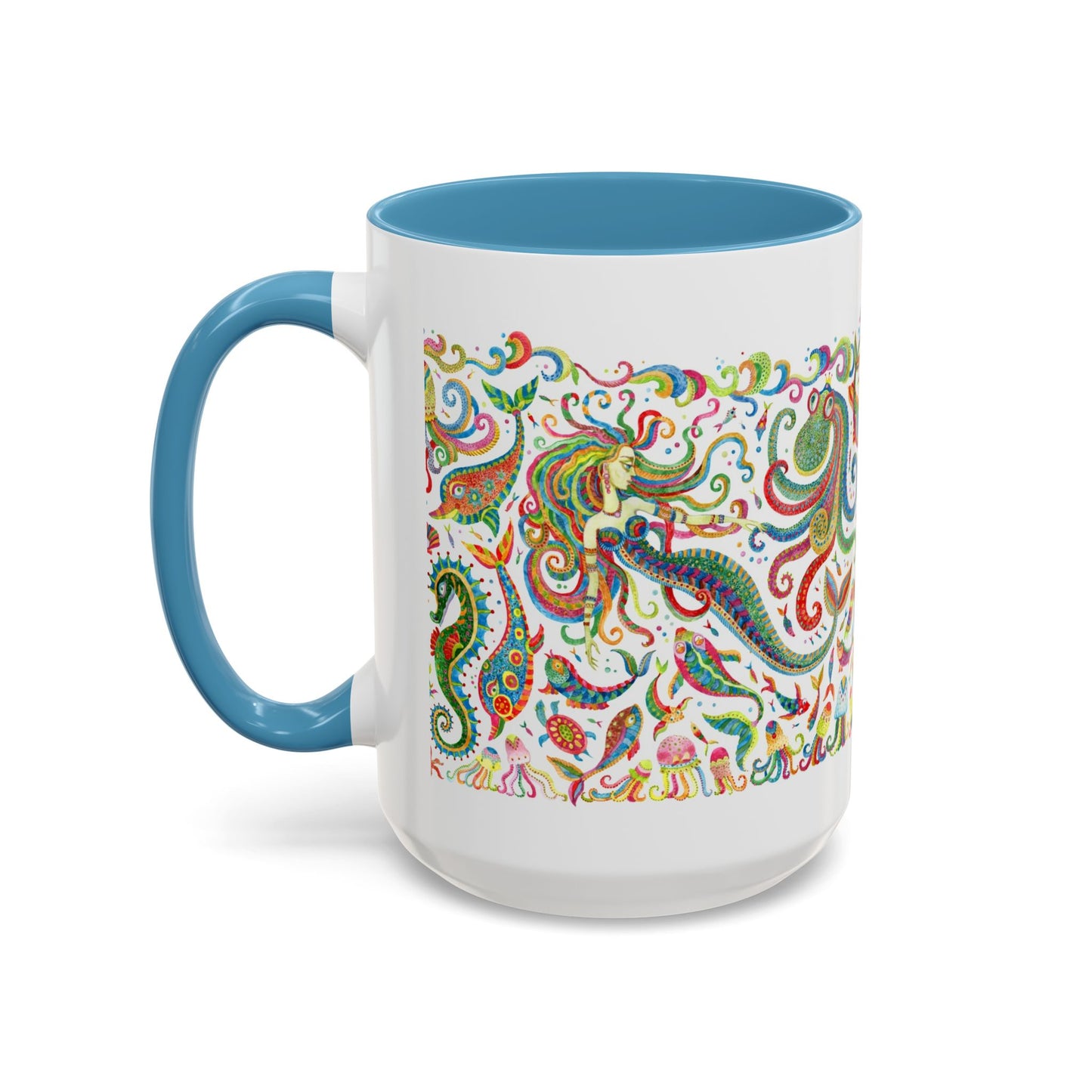 Accent Coffee Mug | Tropical-Inspired Drinkware / Colorful Mermaid Kingdom