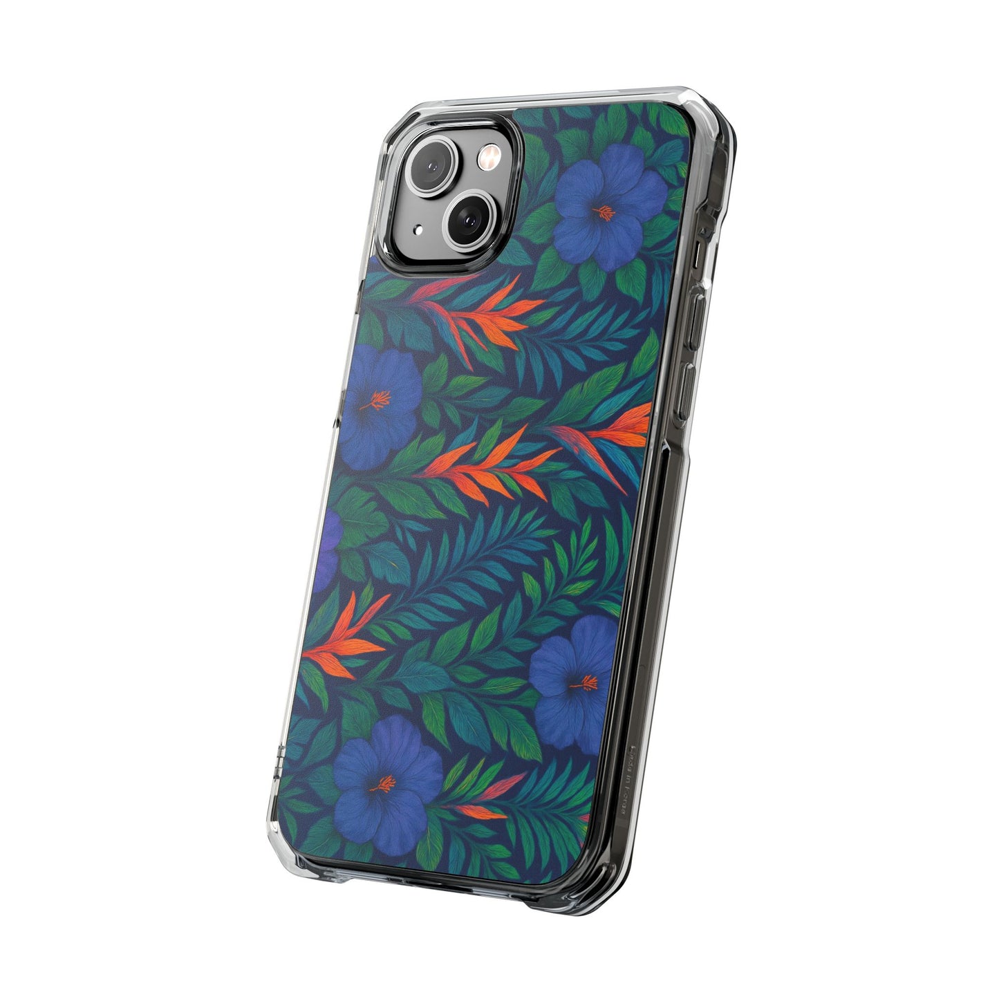 Midnight Flower Navy Magnetic Clear Phone Case, Many Models