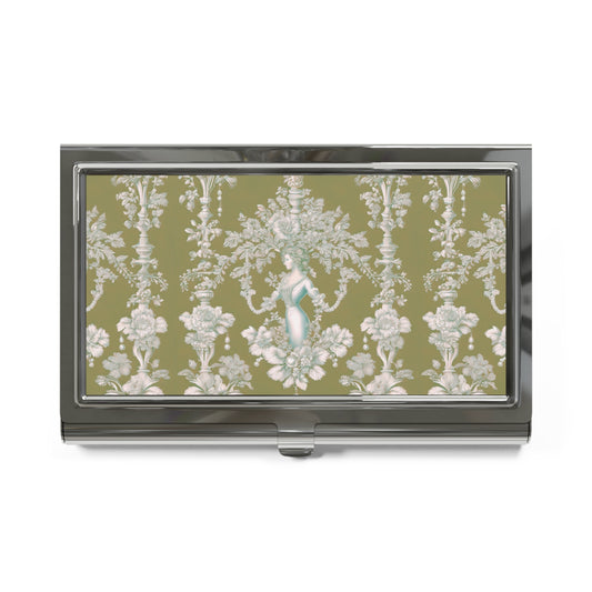 Business Card Holder/Case - Pearl Lady Toile, Highborn Green