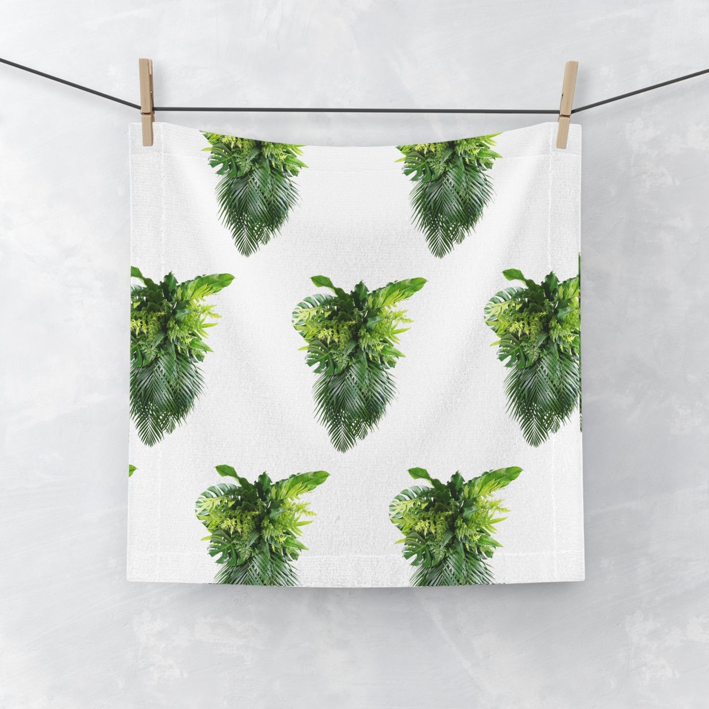 Face Towel - Palm Frond Cascade, White