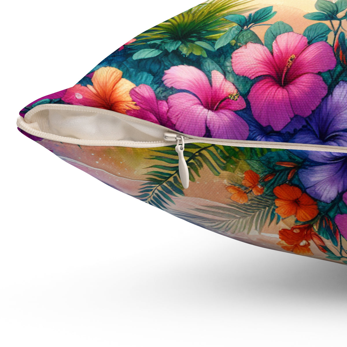Tropical Pillow, 4 sizes - Colorful Spun Polyester Square Cushion / Bay of Peace