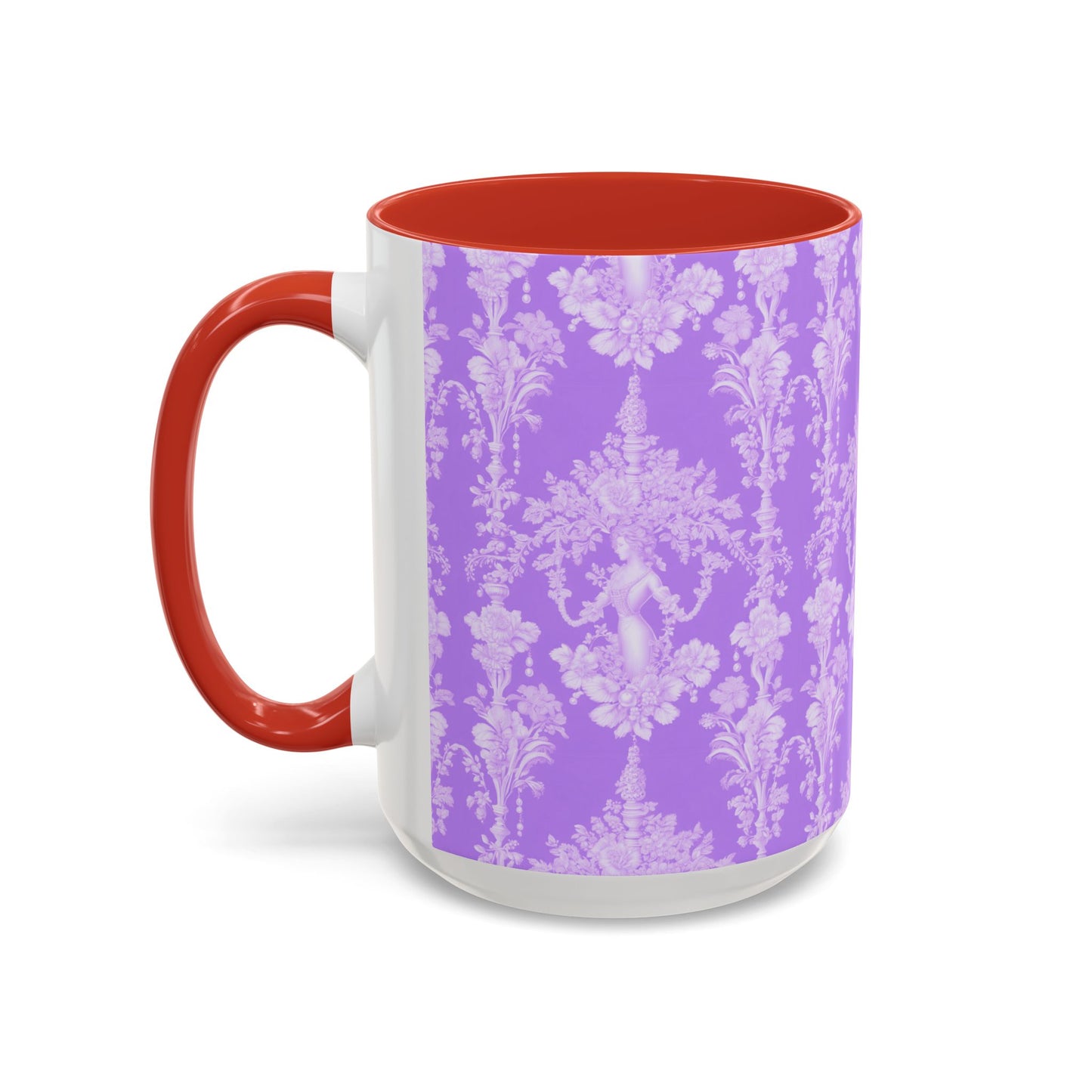 Accent Coffee Mug (11, 15oz), Pearl Lady Toile/Lavender Repeat, Various Colors