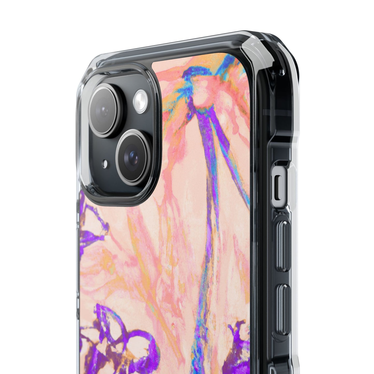 Tropical Doodles/Peach Magnetic Clear Phone Case, Many Models