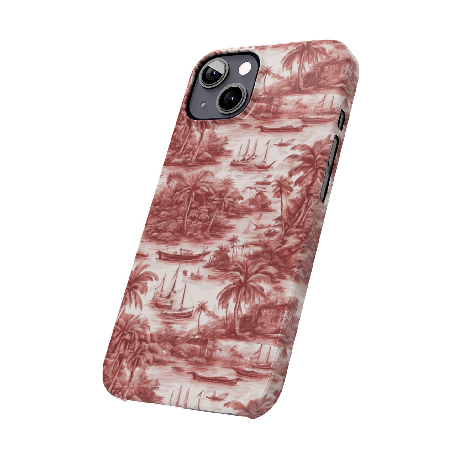 Slim Phone Cases - Tropical Toile #1, russet