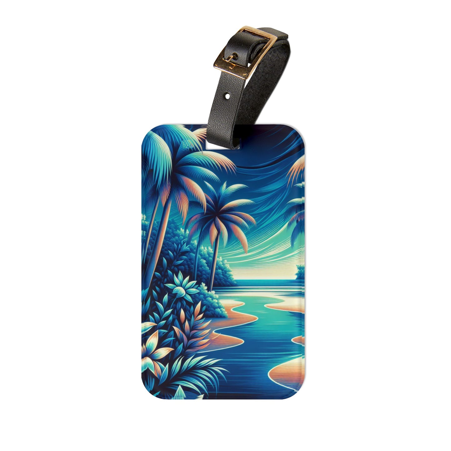 Luggage Tag - Neon Blues Beach