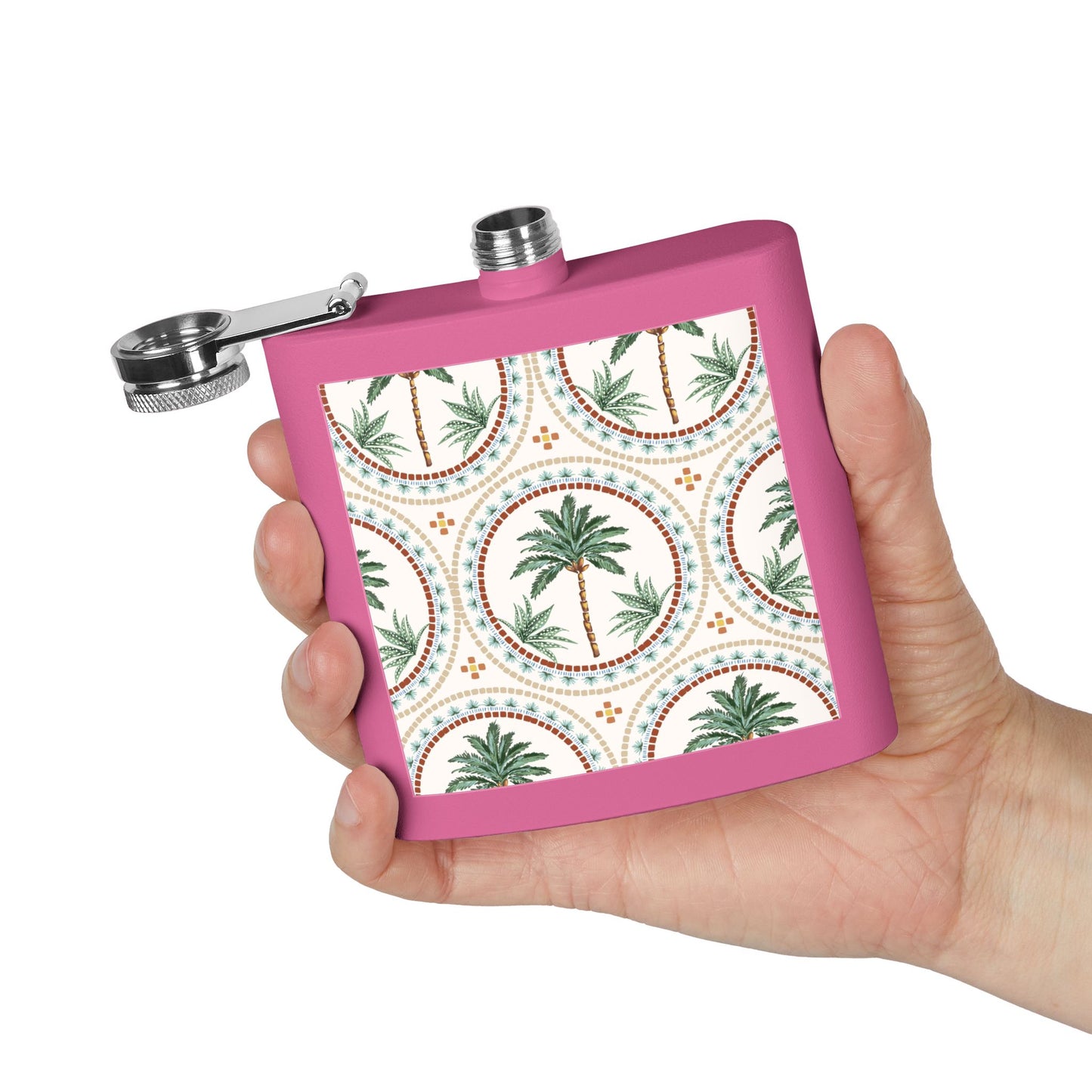 Tropical Stainless Steel 6 oz. Flask, Many Colors  – Mosaic Palms