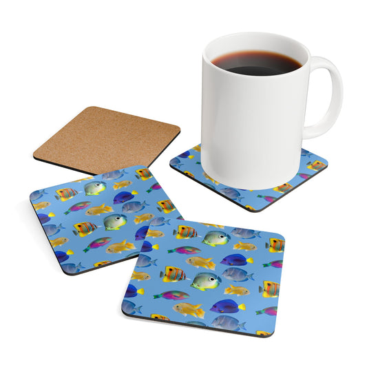 Coaster Set - School of Fish/Light Blue