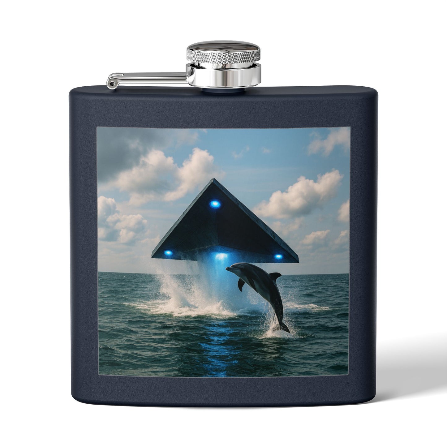 Tropical Stainless Steel 6 oz. Flask, Many Colors  – UFO and Dolphin