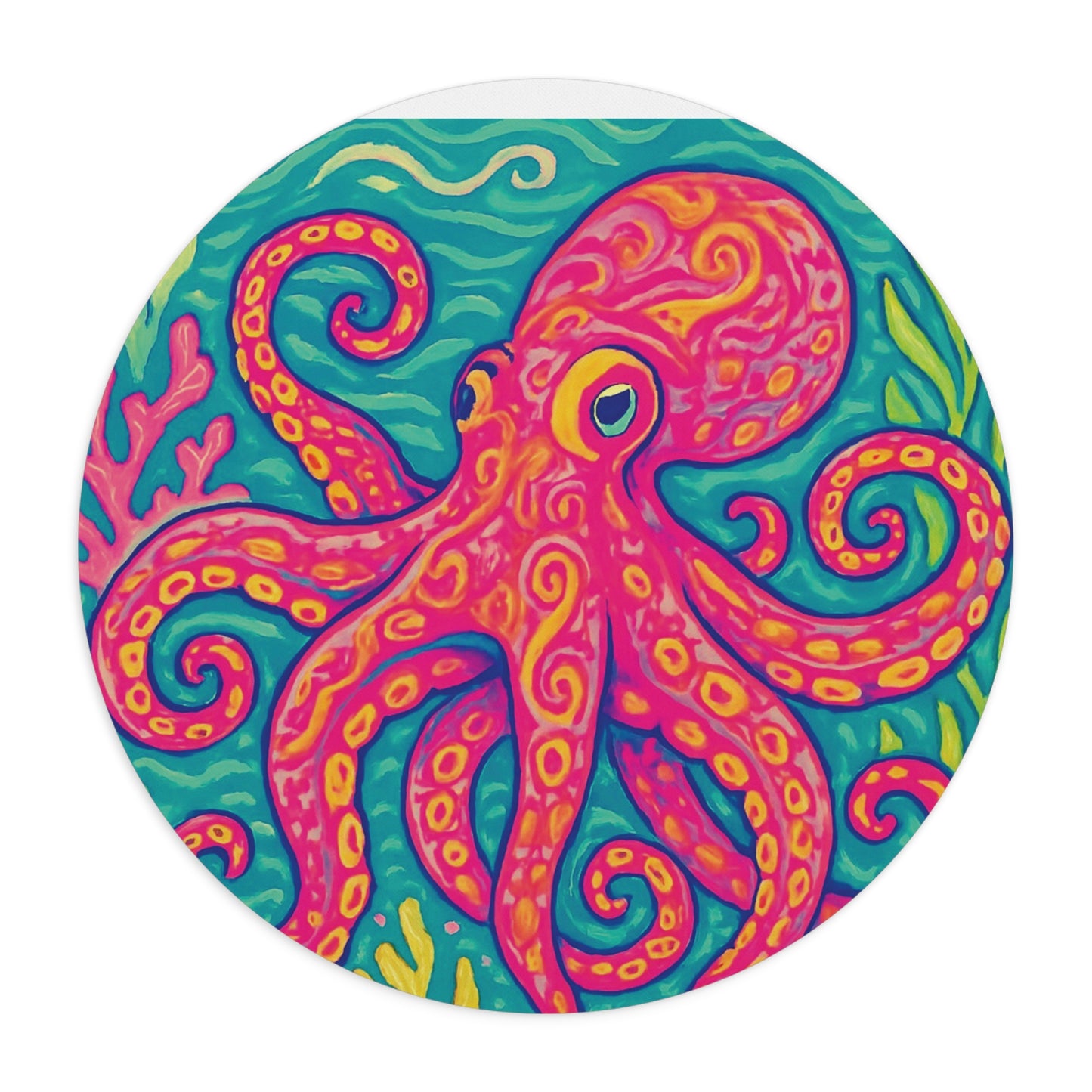 Copy of Tropical Mouse Pad, 2 Shapes - Beach Vibes for Home Office & Gamer / Octopus Kraken Joe, Red