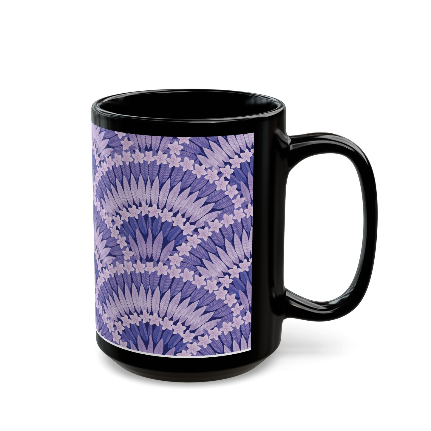 Copy of Black Mug (11oz, 15oz), Plumeria and Palms, Lime