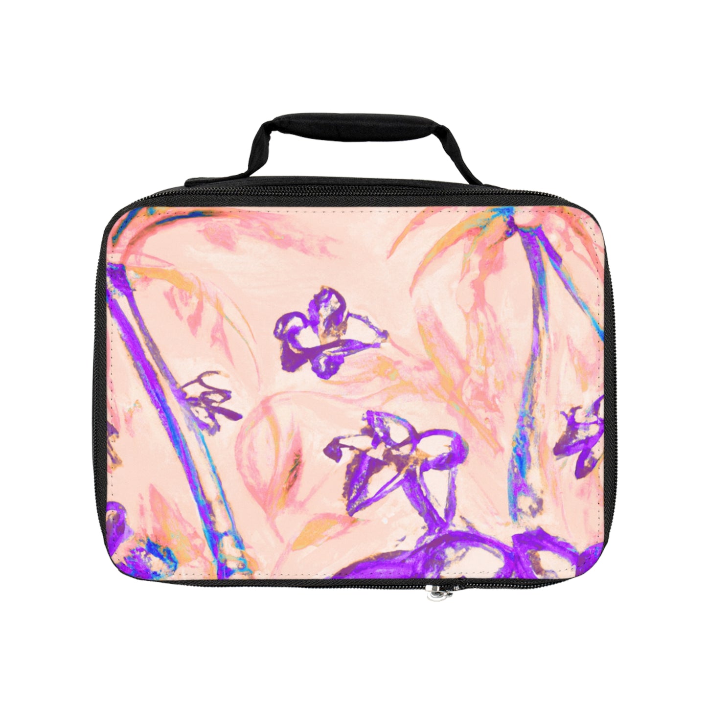 Tropical Doodles/Peach Lunch Bag - Eco-Friendly Insulated Tote, Adult and Child Lunchbox / Perfect for Picnics, Beach Outings