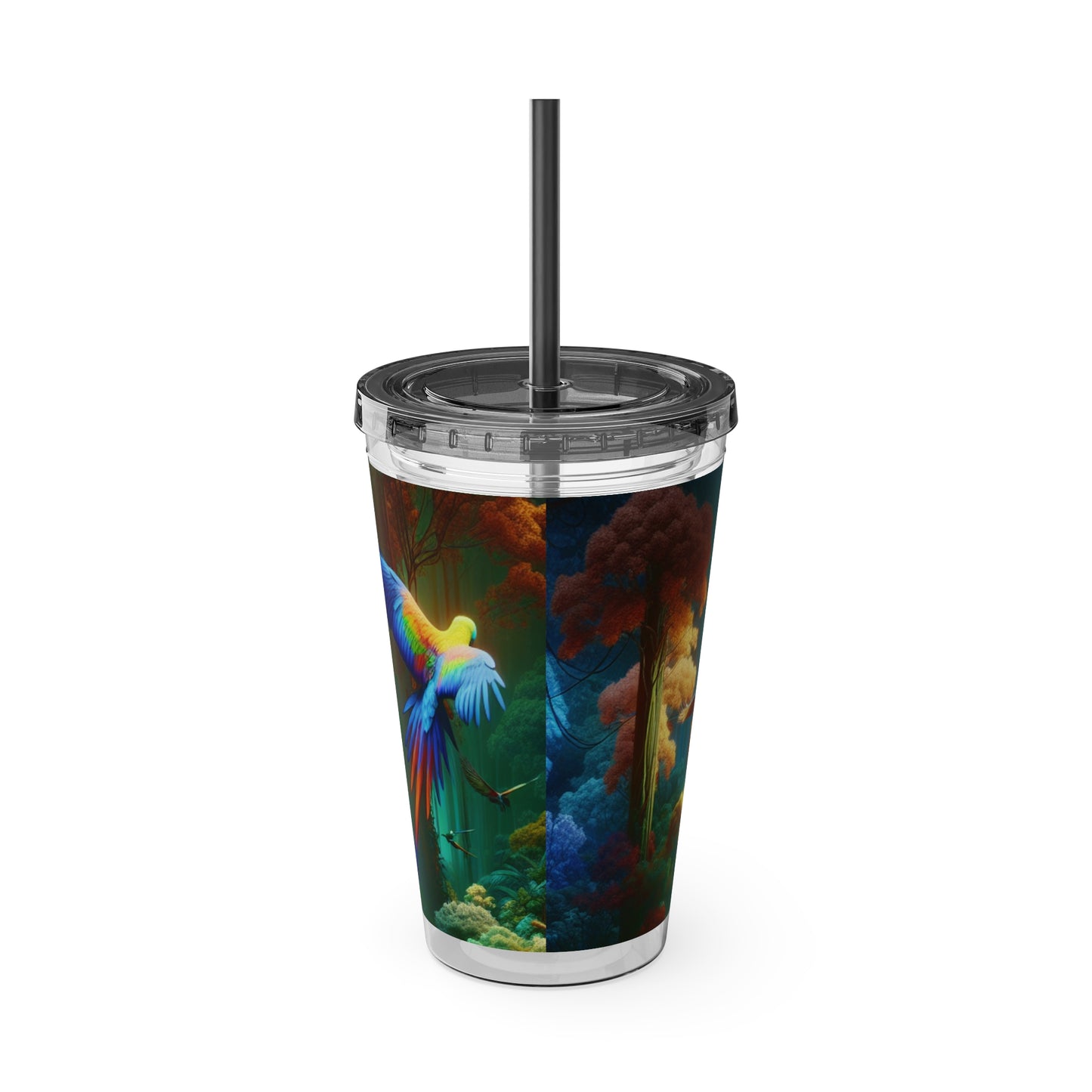 Tropical Tumbler with Straw | 16oz Colorful Travel Cup / Flight School
