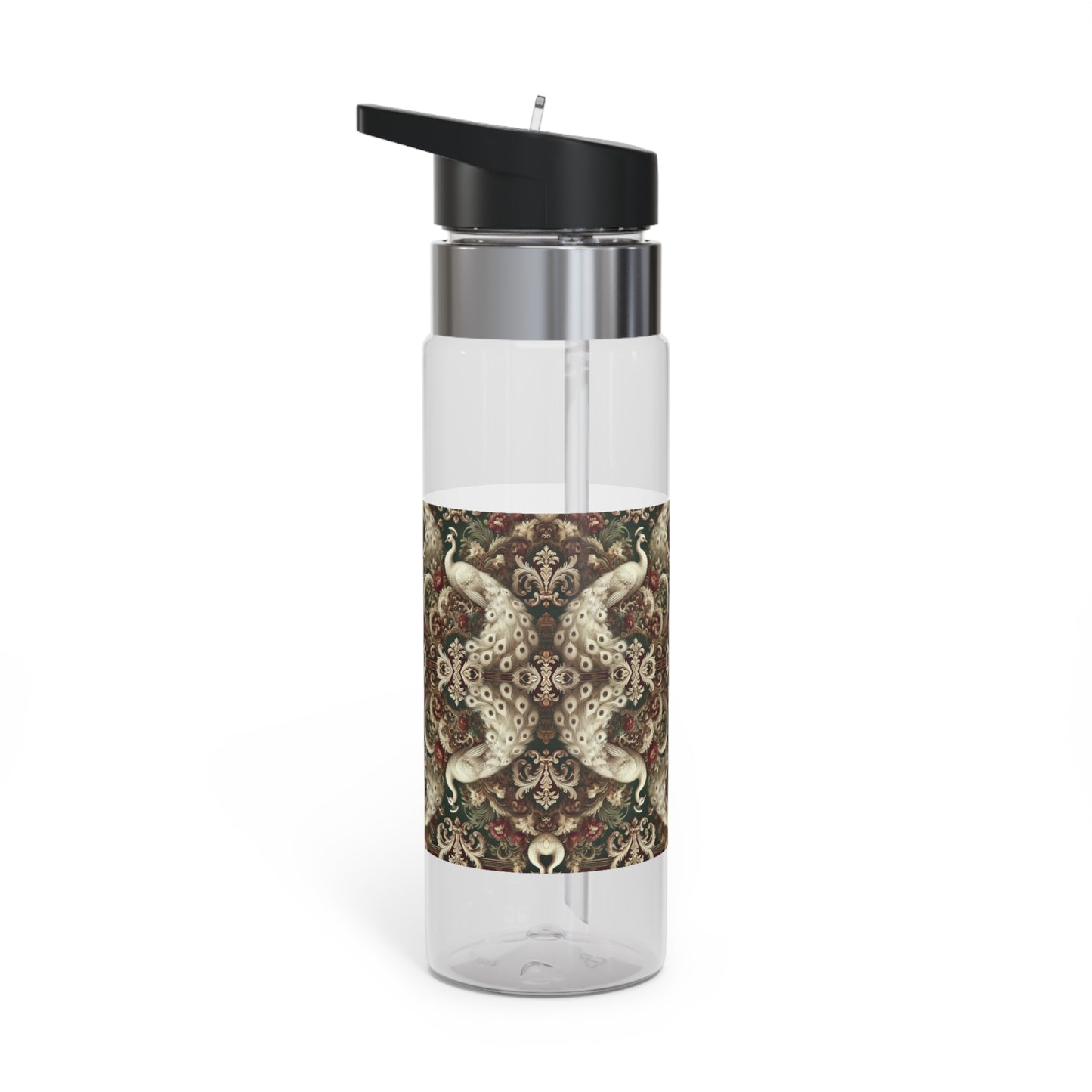 Tropical 20oz Tritan Sport Water Bottle -  Leakproof, Lightweight, BPA-Free / Kaleido White Peacocks