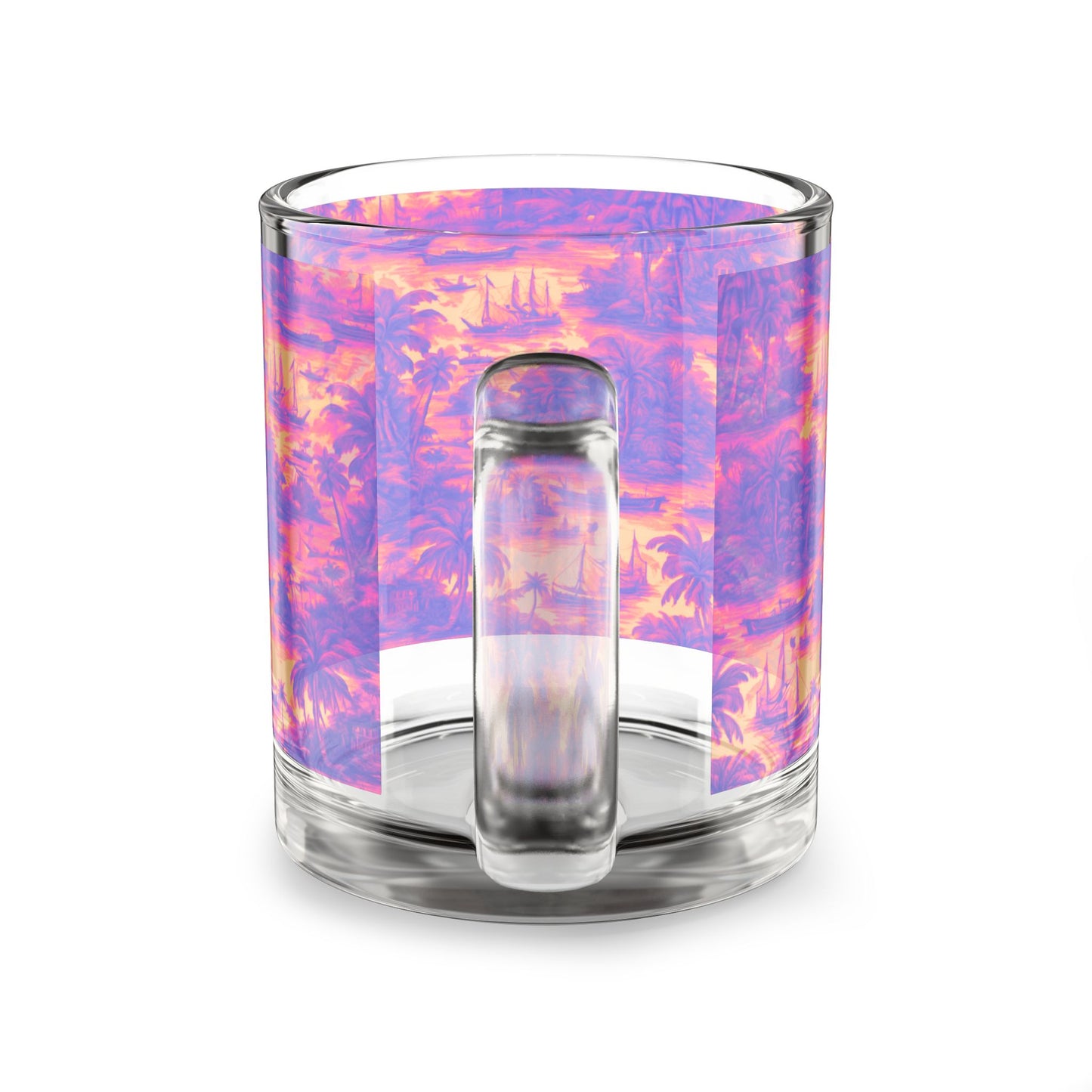 Tropical Glass Mug - 10oz Coffee Cup / Crazy Cool Tropical Toile