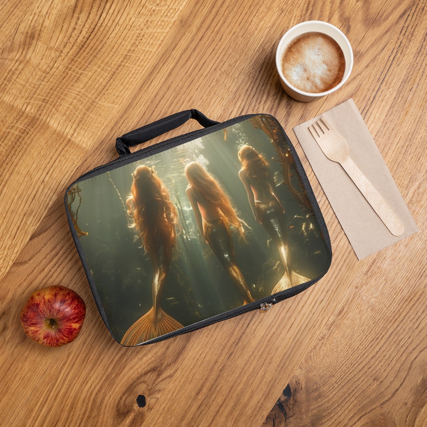 Three Mermaid Sisters Lunch Bag - Eco-Friendly Insulated Tote, Adult and Child Lunchbox / Perfect for Picnics, Beach Outings
