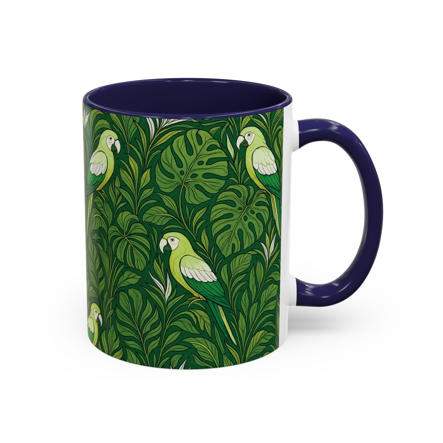 Accent Coffee Mug (11, 15oz), 8 Colors - Parrot Family, Lime