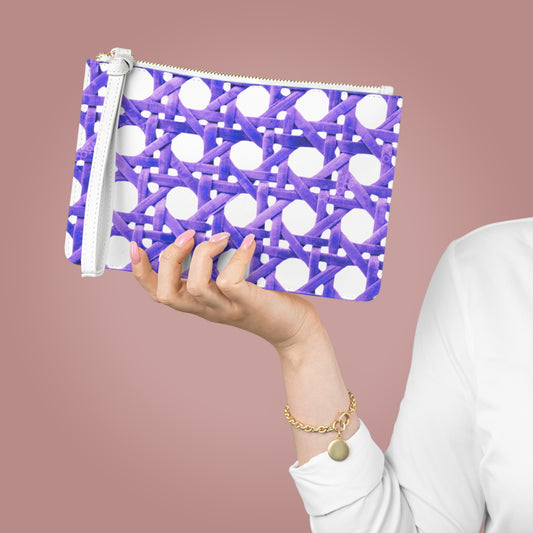 Tropical Faux Leather Clutch Bag - Perfect for Beach Adventures & Summer Vacations / Amethyst Wicker