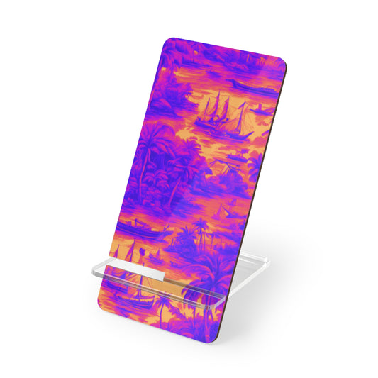 Mobile Display Stand for Smartphones, Crazy Cool Tropical Toile