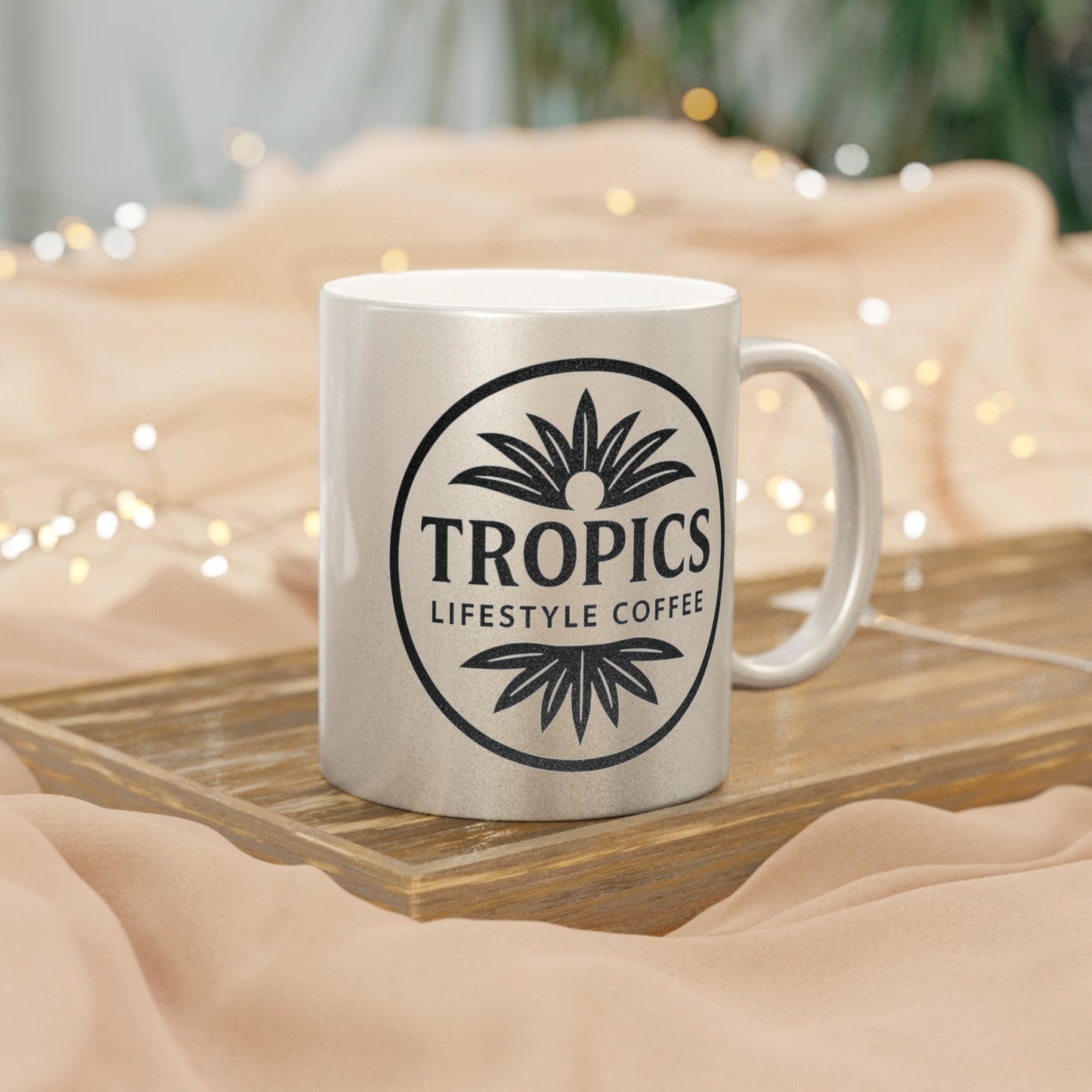Tropical Metallic Mug, Gold or Silver - TLCoffee Art Box Logo