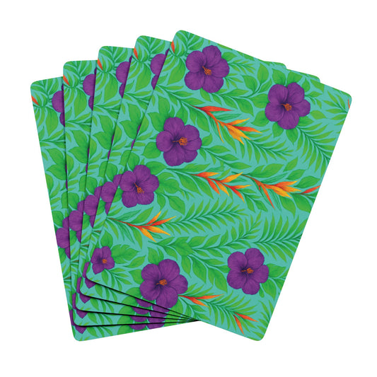 Poker Playing Cards - Midnight Flower Green