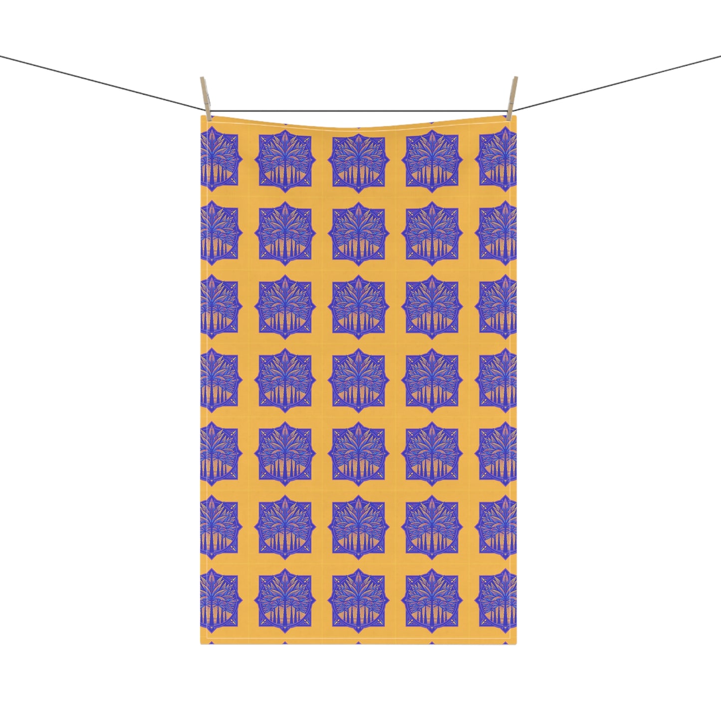 Tea Towels (cotton, poly) - Deco Palm Trees, Orange/Purple