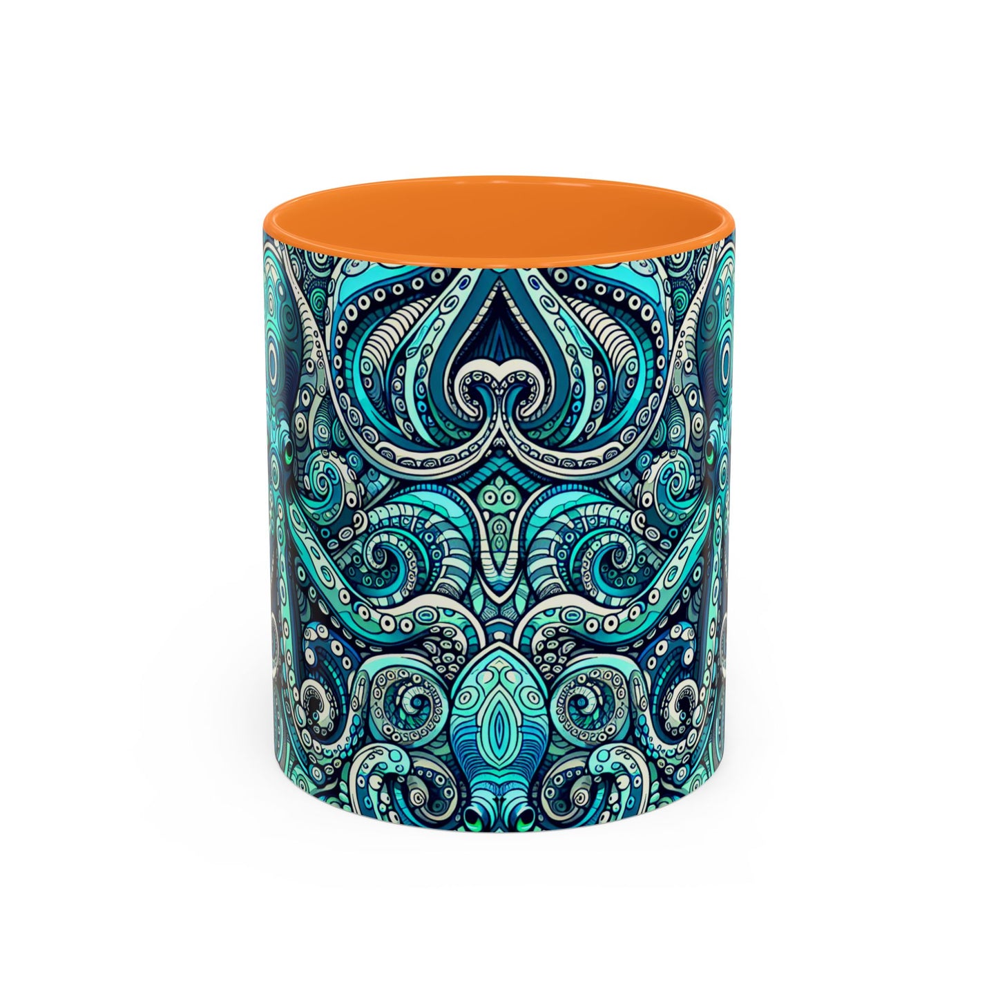 Accent Color Coffee Mug, Many Colors - 11oz & 15oz / Aqua Octopus