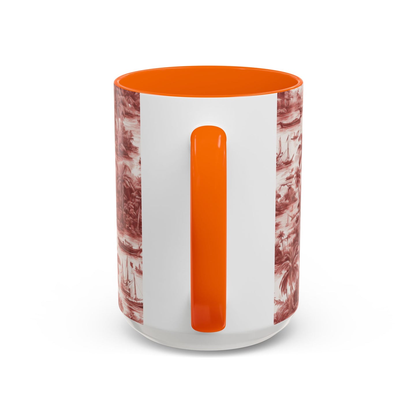 Accent Coffee Mug (11, 15oz), 8 Colors - Tropical Toile #1, russet