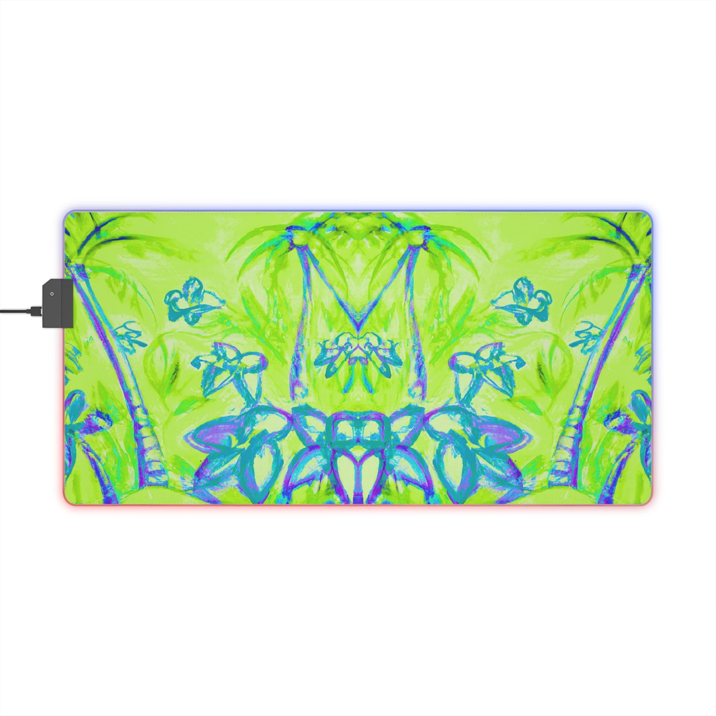 LED Gaming Mouse Pad With Vibrant RGB Lighting, 4 Sizes / Tropical Doodles, Lime