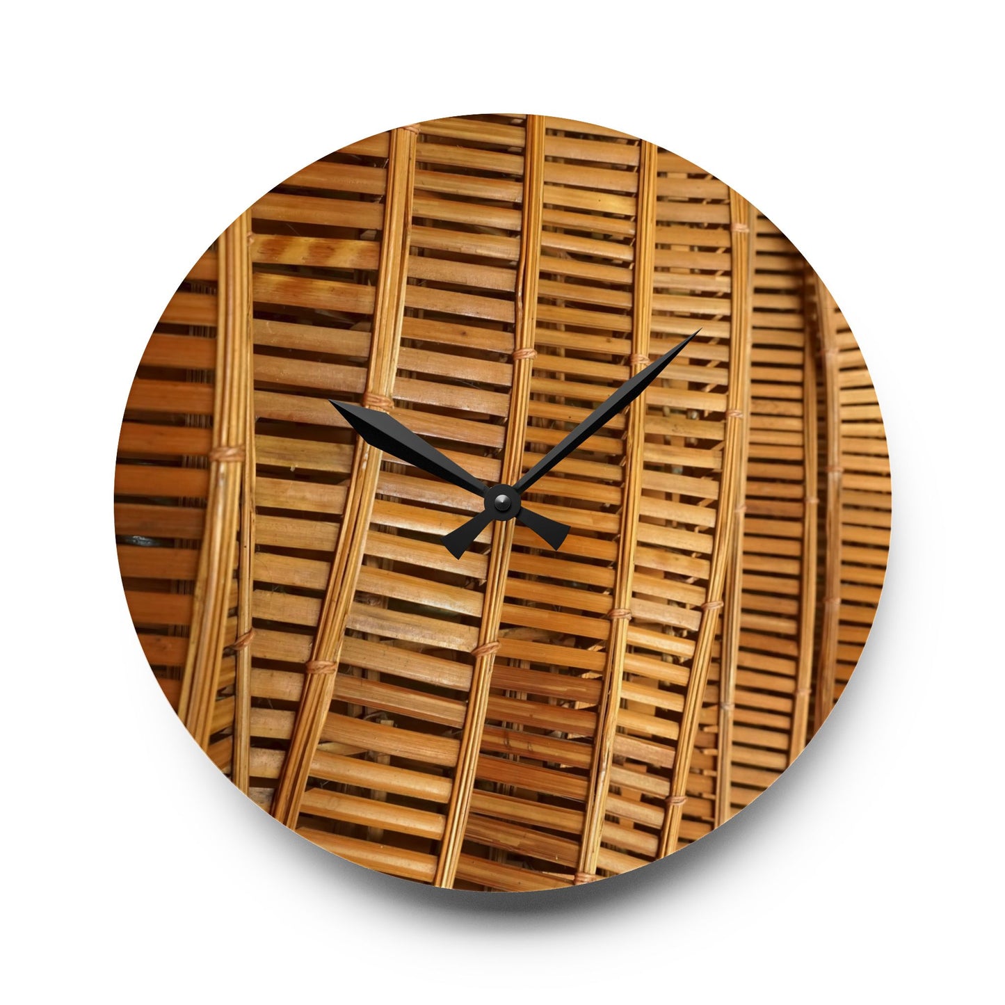 Acrylic Wall Clock, Natural Bamboo Flow