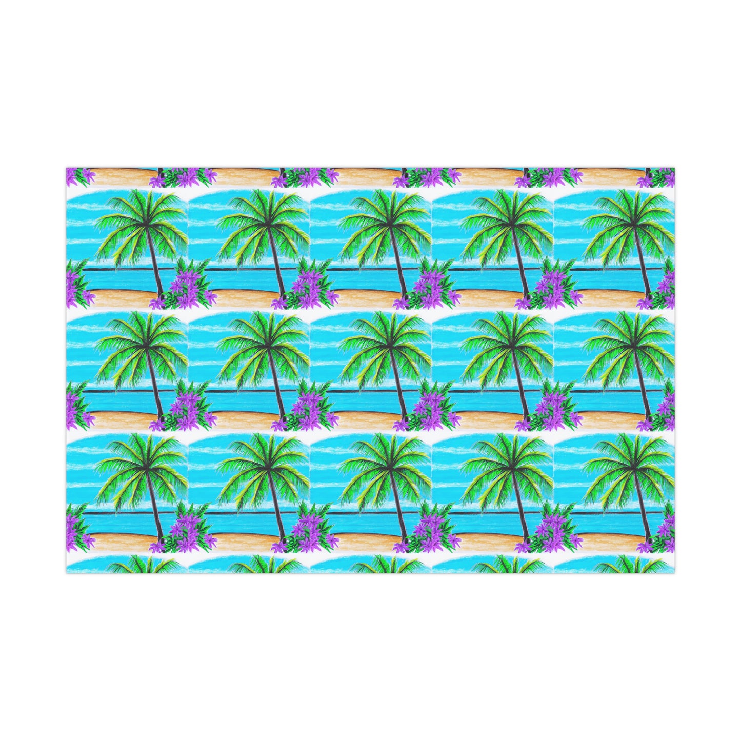 Wrapping Paper - Tropical Gift Wrap for All Occasions / 3 Sizes, 2 Finishes / Tropical Beach