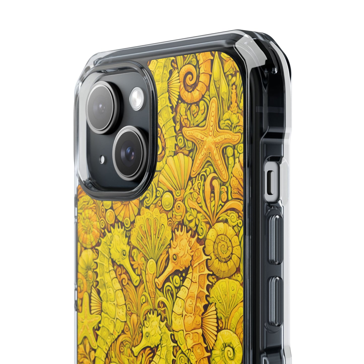 Seahorses/Yellow Magnetic Clear Phone Case, Many Models