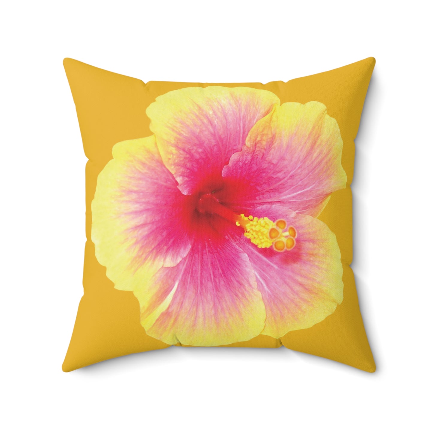 Decorative Pillow - Accent Cushion, 4 Sizes / Photo Yellow Hibiscus, Yellow