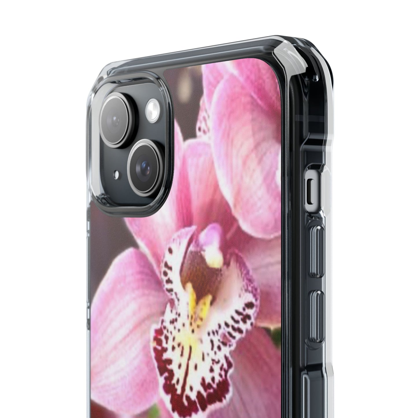 Pink Orchid/Photo Magnetic Clear Phone Case, Many Models