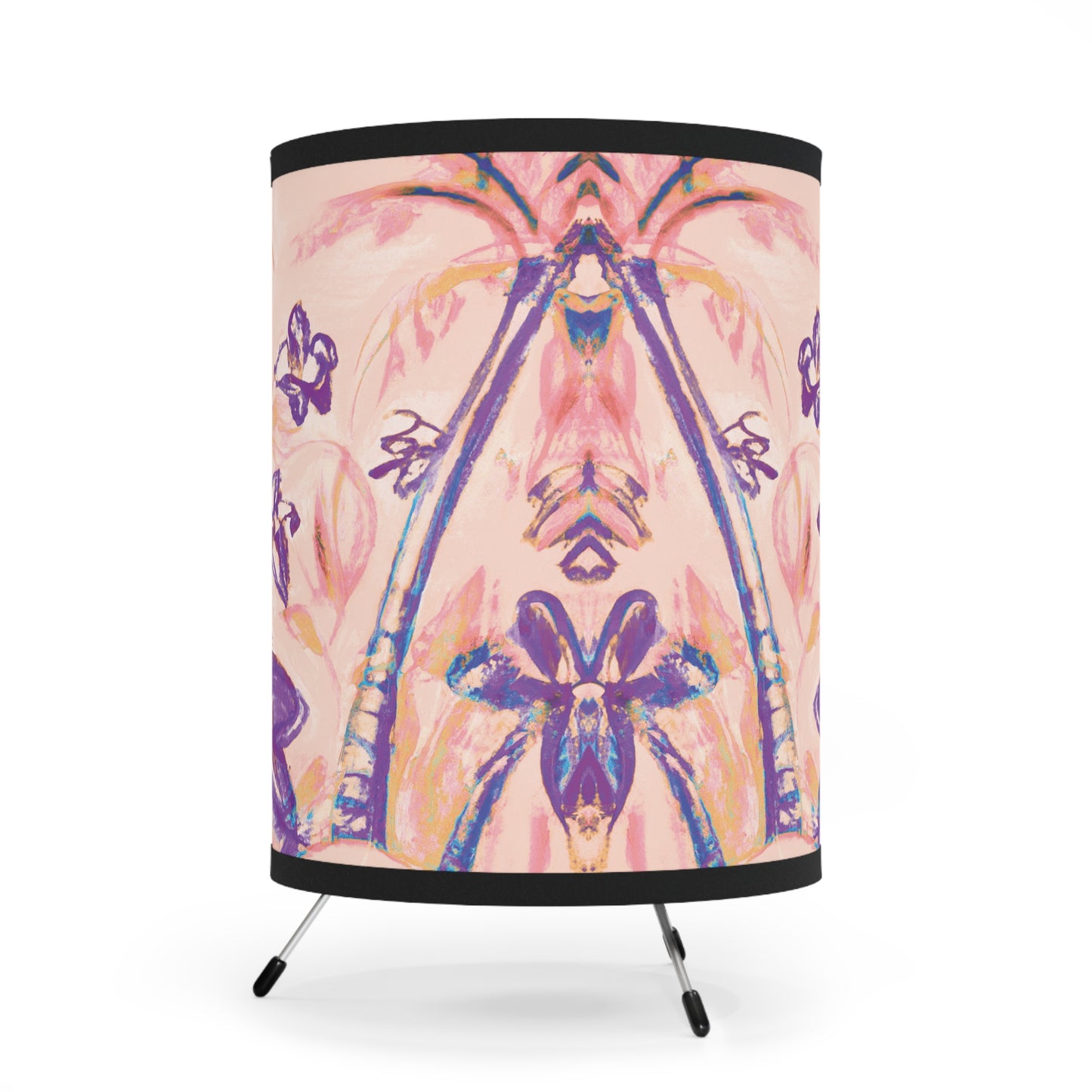 Tropical Doodles/Peach Tripod Lamp with Artistic High-Res Shade - Perfect for Home Décor