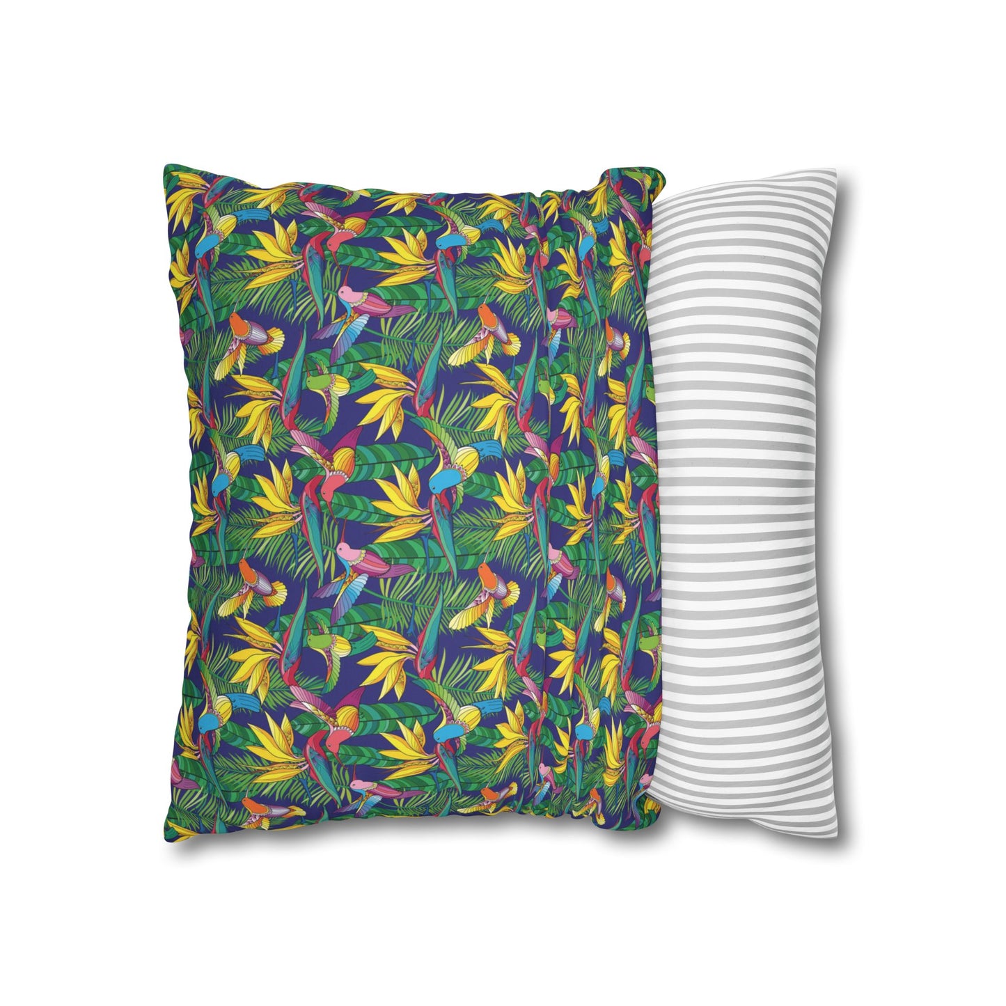 Faux Suede Square Pillowcase - Bird of Paradise Toile