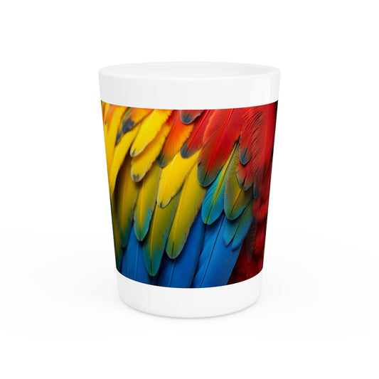 Ceramic Shot Glass - Macaw Feathers