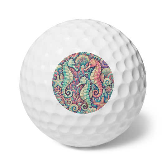Coastal-Themed Golf Balls, 6pcs - Perfect Gift for Golf Enthusiasts / Seahorse Trio, Retro