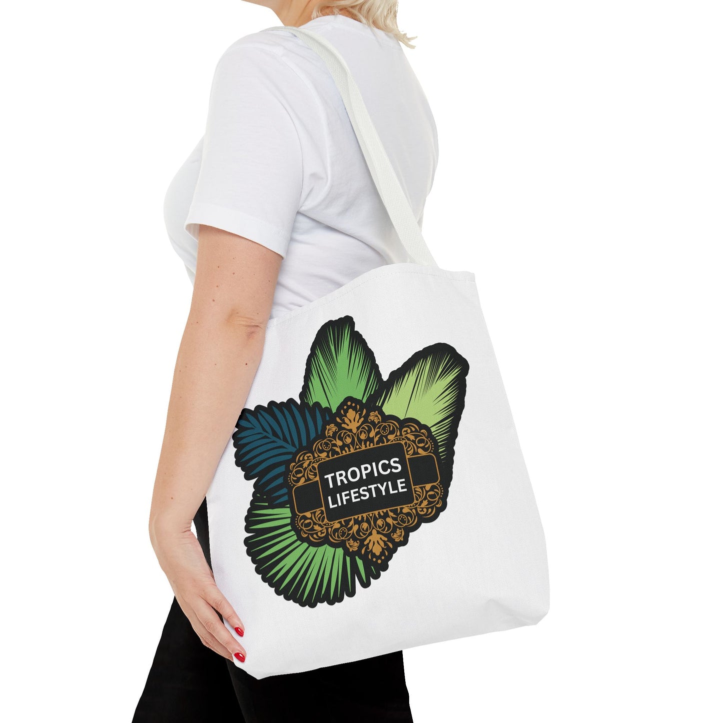 Elegant Tropics Lifestyle Logo Tote Bag - 3 Sizes, White