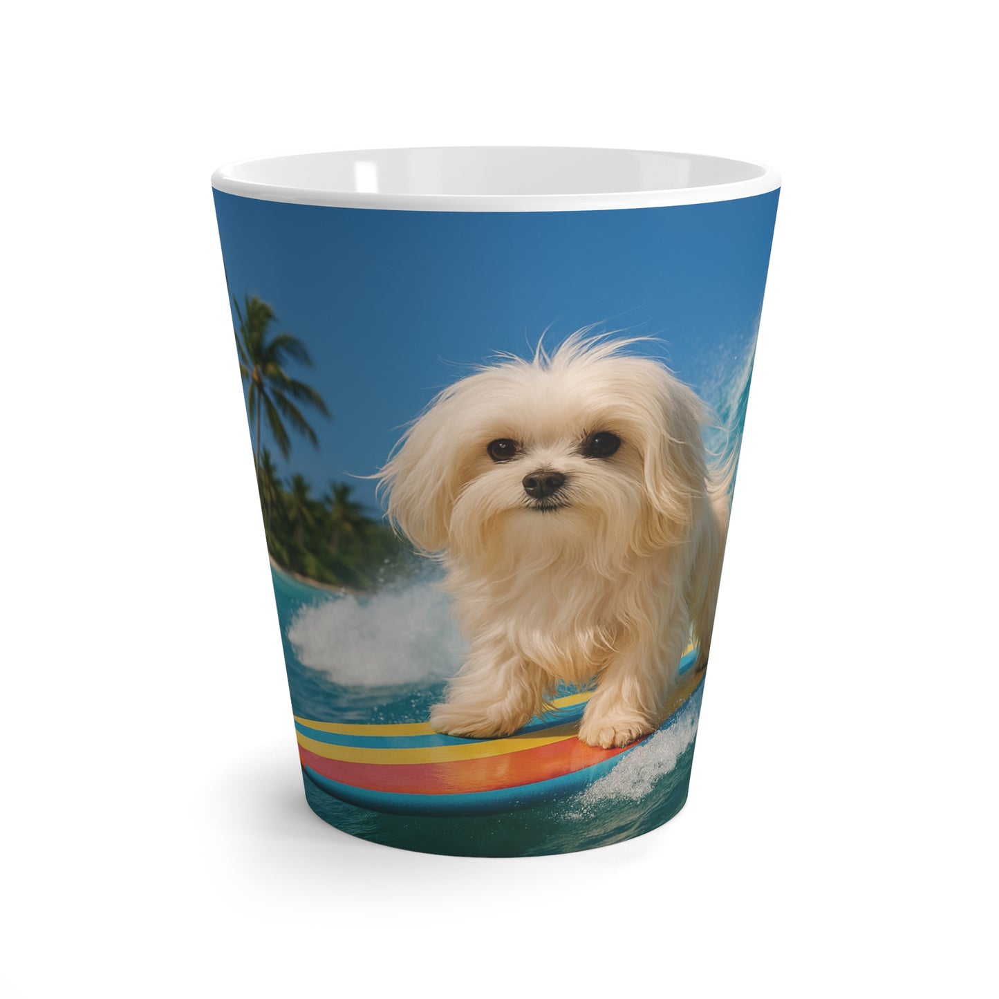 Latte White Mug - Puppy Ariel the Dog Surfer