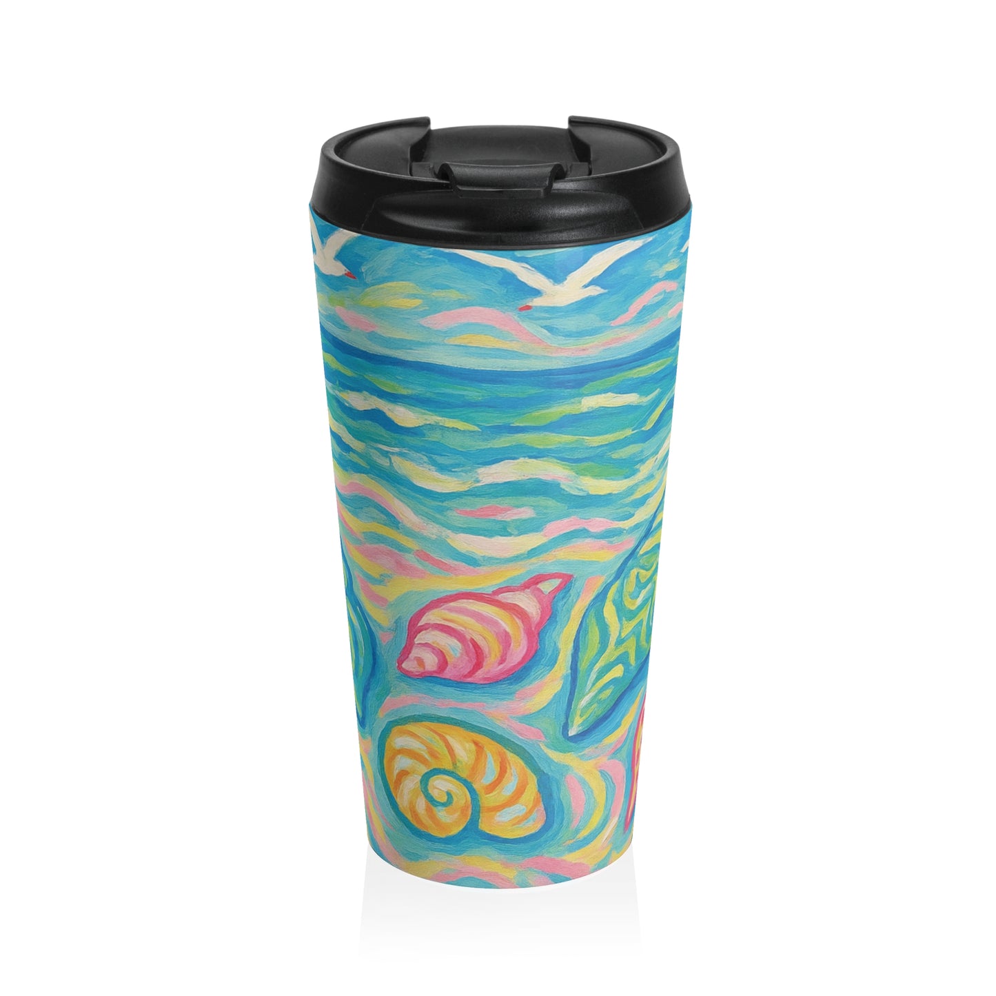 15 oz. Stainless Steel Travel Mug / Monet Seashells