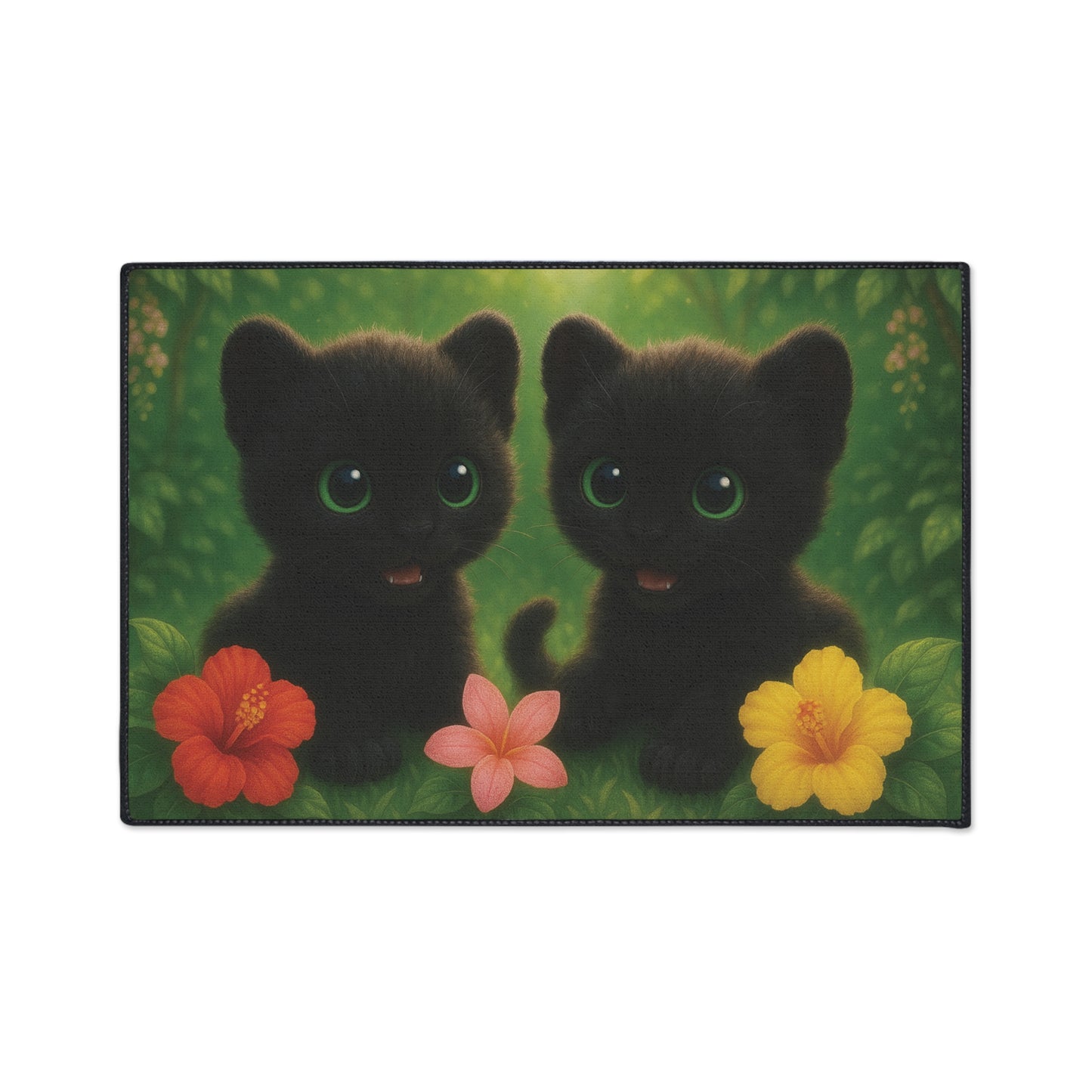 Heavy Duty Floor Mat, 5 Sizes – Tropical Area Rug for Home Décor / Baby Black Panthers