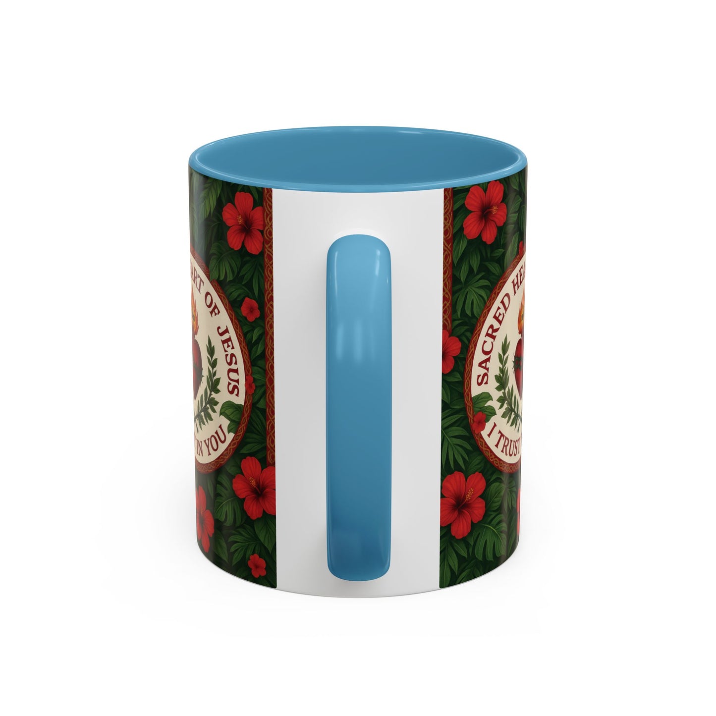 Religious Accent Color Coffee Mug (11, 15oz) / Sacred Heart of Jesus Prayer, Various Colors