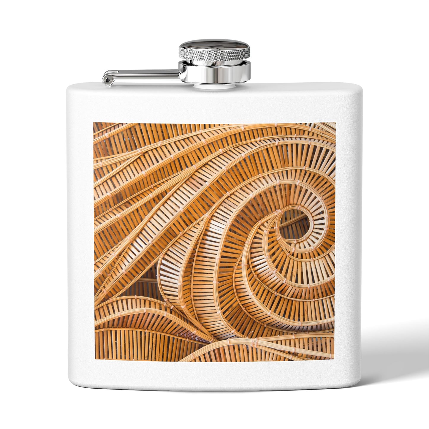 Tropical Stainless Steel 6 oz. Flask, Many Colors  – Natural Bamboo Spiral