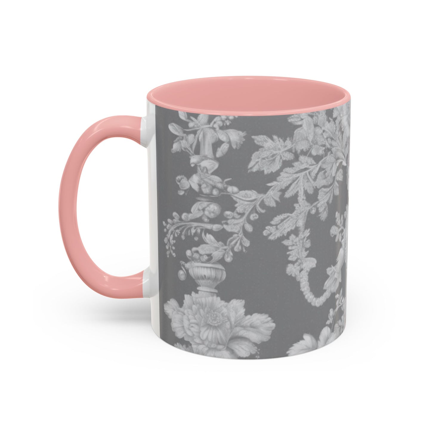 Accent Coffee Mug (11, 15oz), Pearl Lady Toile/Slate, Various Colors