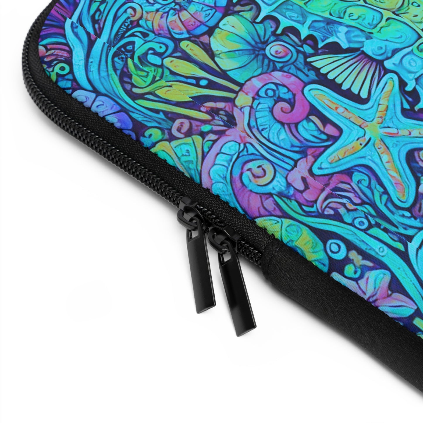 Tropical Laptop Sleeve, 5 Sizes - Perfect for Beach Lovers & Students / Seahorses, Turquoise POP